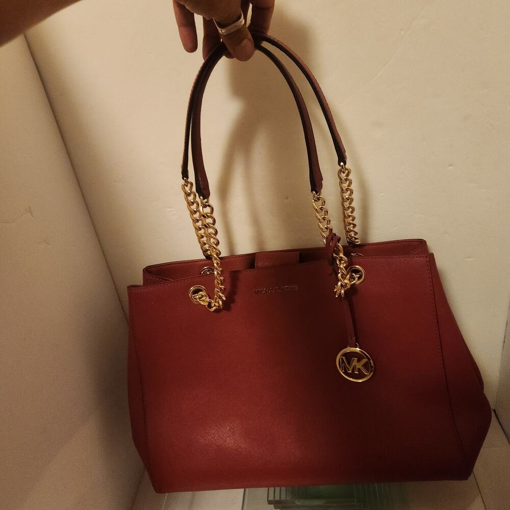 Maroon Mid Size Michael Kors Hand Bag